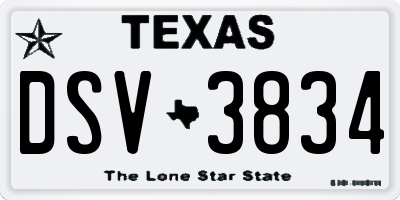 TX license plate DSV3834