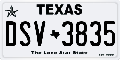 TX license plate DSV3835