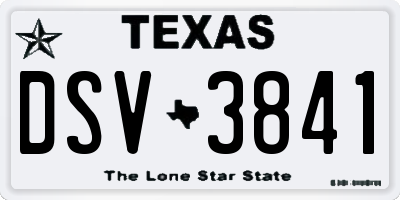 TX license plate DSV3841