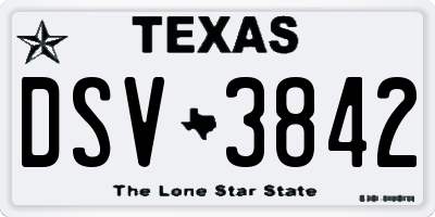 TX license plate DSV3842