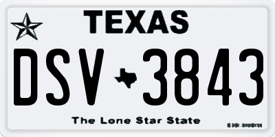 TX license plate DSV3843
