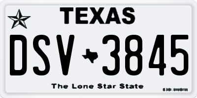 TX license plate DSV3845