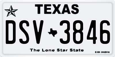 TX license plate DSV3846