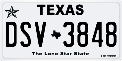 TX license plate DSV3848