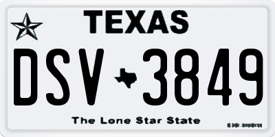 TX license plate DSV3849