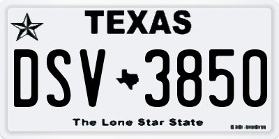 TX license plate DSV3850