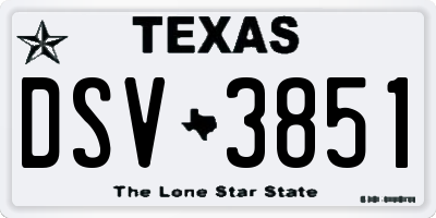 TX license plate DSV3851