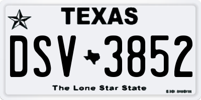 TX license plate DSV3852