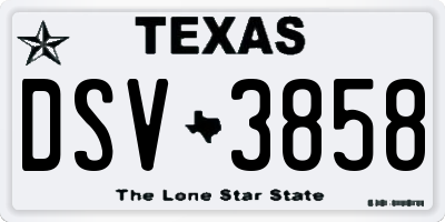 TX license plate DSV3858