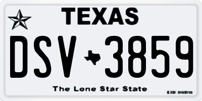 TX license plate DSV3859
