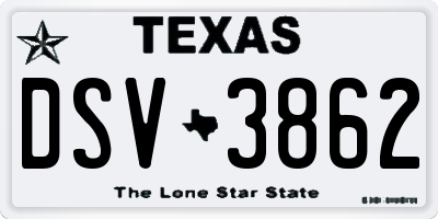 TX license plate DSV3862