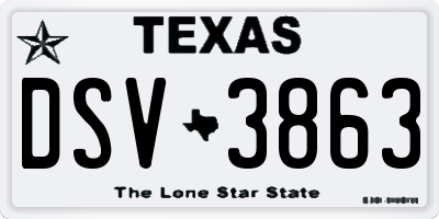 TX license plate DSV3863