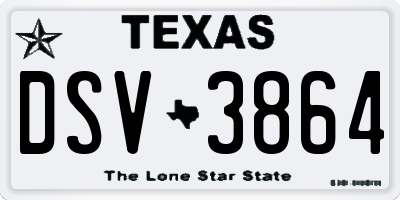 TX license plate DSV3864