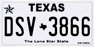 TX license plate DSV3866