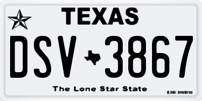 TX license plate DSV3867