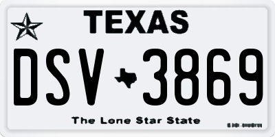 TX license plate DSV3869