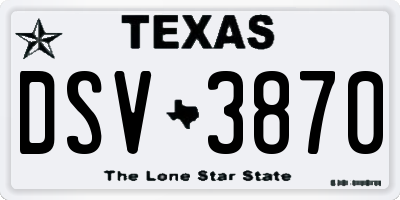 TX license plate DSV3870