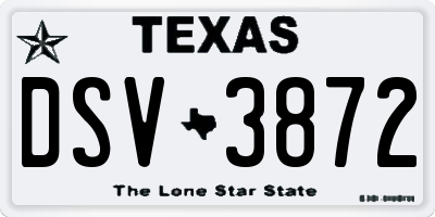 TX license plate DSV3872
