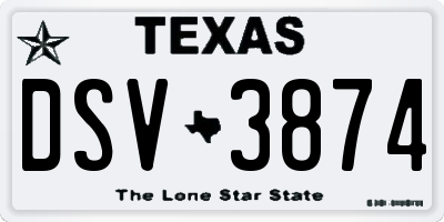TX license plate DSV3874