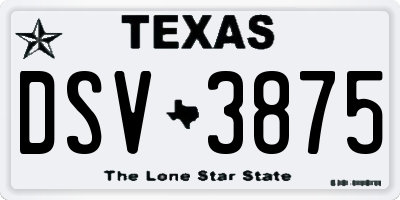 TX license plate DSV3875
