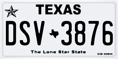 TX license plate DSV3876