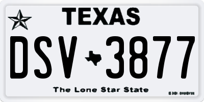 TX license plate DSV3877