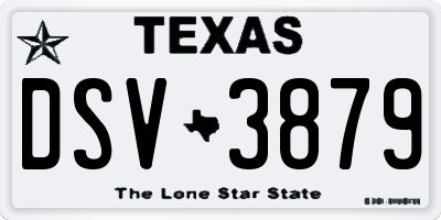 TX license plate DSV3879