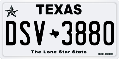 TX license plate DSV3880