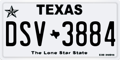 TX license plate DSV3884