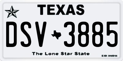 TX license plate DSV3885