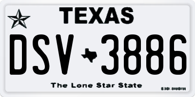 TX license plate DSV3886
