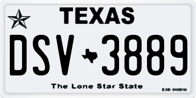 TX license plate DSV3889