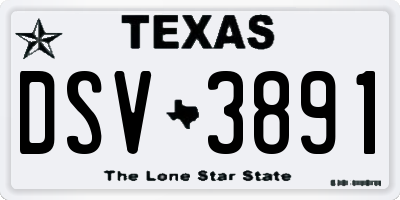 TX license plate DSV3891