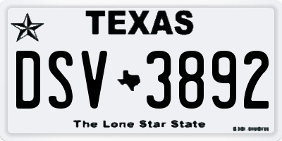 TX license plate DSV3892