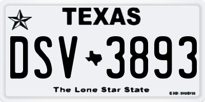 TX license plate DSV3893