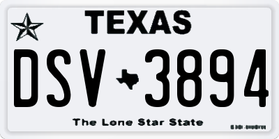 TX license plate DSV3894