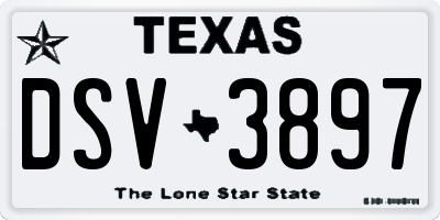TX license plate DSV3897