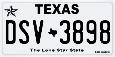 TX license plate DSV3898