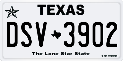 TX license plate DSV3902
