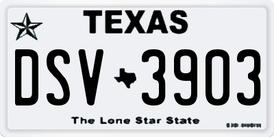 TX license plate DSV3903