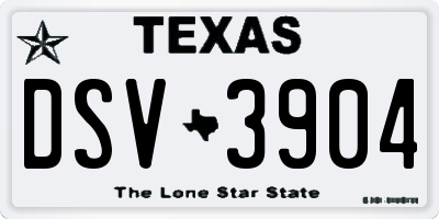 TX license plate DSV3904