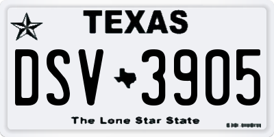 TX license plate DSV3905
