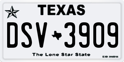 TX license plate DSV3909