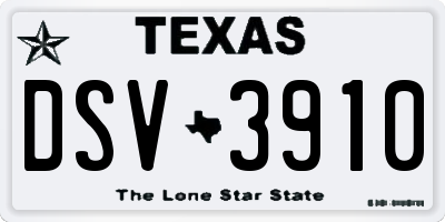 TX license plate DSV3910