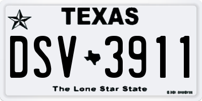 TX license plate DSV3911