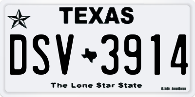 TX license plate DSV3914