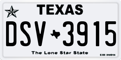 TX license plate DSV3915