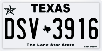 TX license plate DSV3916
