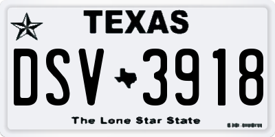 TX license plate DSV3918