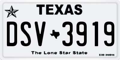 TX license plate DSV3919